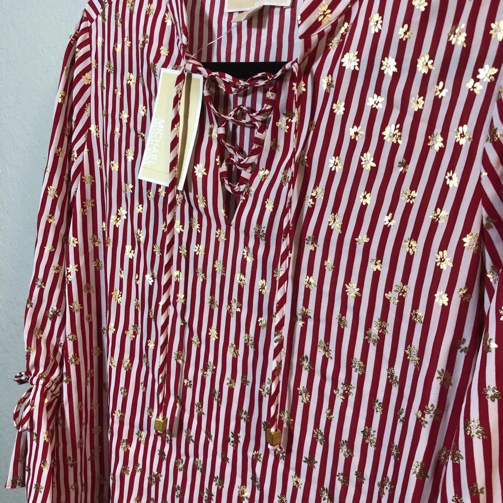 Michael Kors Striped Raspberry Blouse - Picture 2 of 6